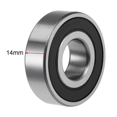 Harfington 6204-12-2RS Ball Bearings Z2 19.05x47x14mm Double Sealed Chrome Steel