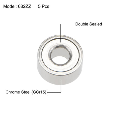 Harfington Uxcell Deep Groove Ball Bearings Metric Double Shielded Chrome Steel Roller Z2