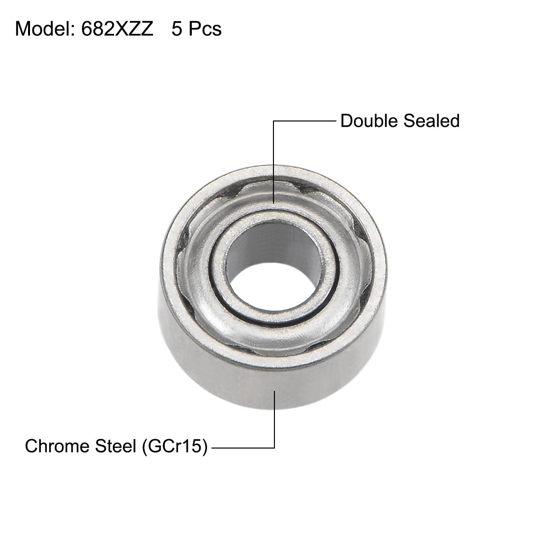 uxcell Uxcell Deep Groove Ball Bearings Metric Double Shielded Chrome Steel Roller Z2