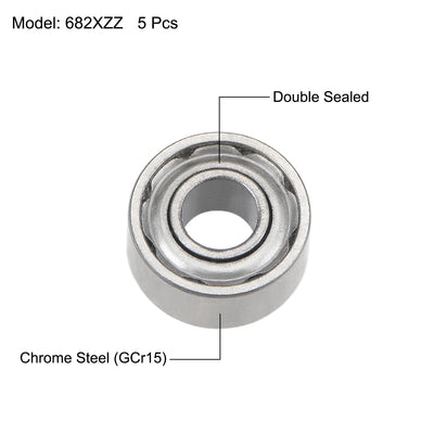 Harfington Uxcell Deep Groove Ball Bearings Metric Double Shielded Chrome Steel Roller Z2