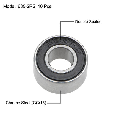 Harfington Deep Groove Ball Bearing Metric Double Shielded Chrome Steel ABEC1 Z2