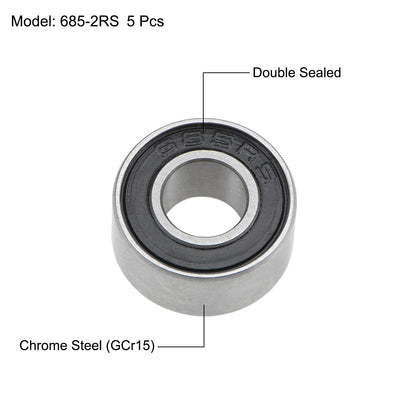 Harfington Deep Groove Ball Bearings Metric Double Sealed Chrome Steel Rollers Z2