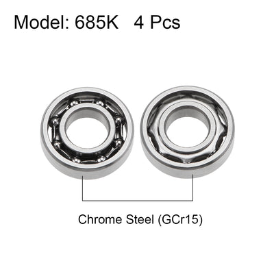 Harfington 685K Ball Bearings Z2 5x11x3mm Open Type Chrome Steel 4pcs