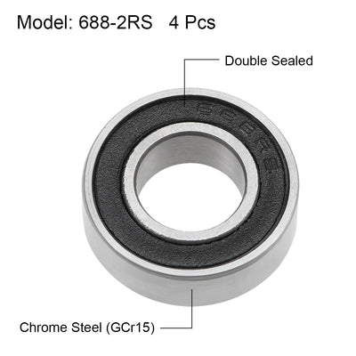 Harfington Deep Groove Ball Bearing Metric Double Seal Chrome Steel ABEC1 Z2
