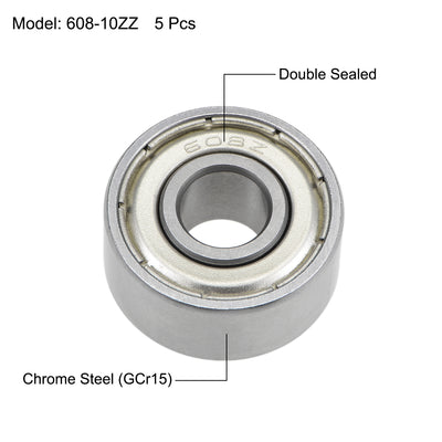Harfington Uxcell Deep Groove Ball Bearings Metric Double Shielded Chrome Steel Roller Z2