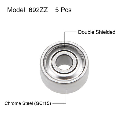 Harfington Uxcell Deep Groove Ball Bearings Metric Double Shielded Chrome Steel Roller Z2