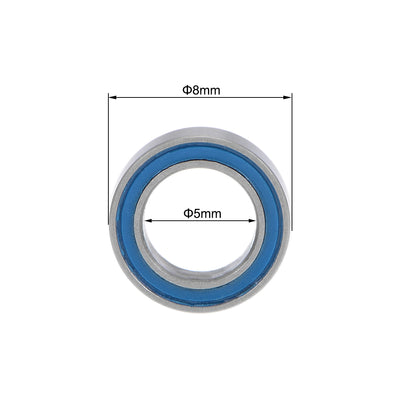 Harfington MR85-2RS Ball Bearings Z2 5x8x2.5mm Double Sealed Chrome Steel Blue Seal 10pcs