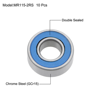 Harfington Deep Groove Ball Bearings Metric Double Seal Chrome Steel Blue P0 Z2