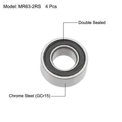 Harfington Deep Groove Ball Bearings Metric Double Sealed Chrome Steel P0 Z2