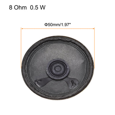 Harfington 0.5W 8 Ohm DIY Magnetic Speaker 50mm Diameter Round Shape Replacement Loudspeaker