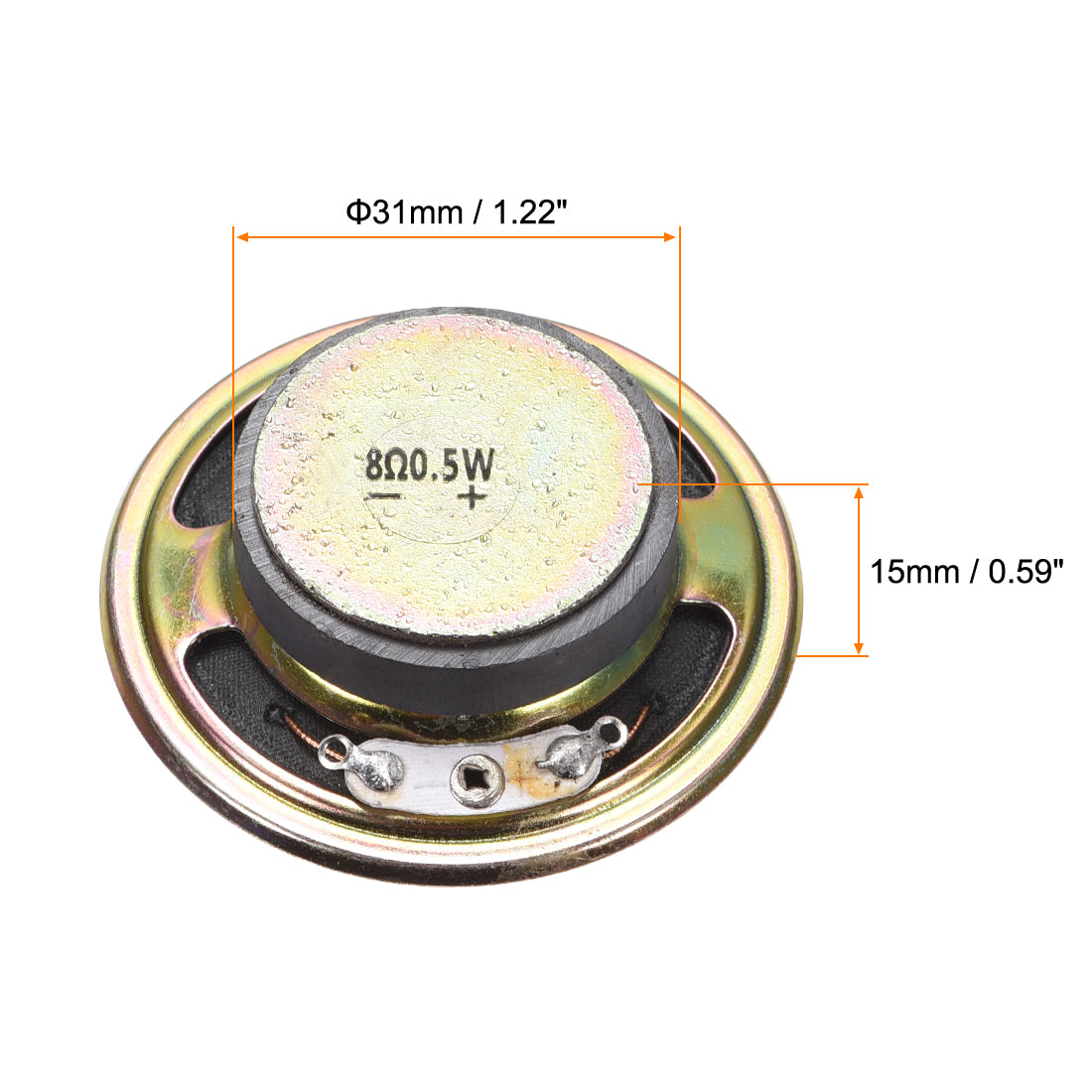 Harfington 0.5W 8 Ohm DIY Magnetic Speaker 50mm Diameter Round Shape Replacement Loudspeaker