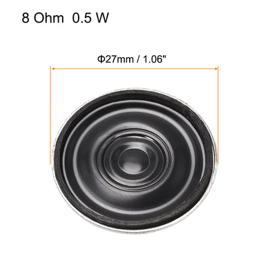 Harfington 0.5W 8 Ohm DIY Magnetic Speaker 27mm Round Shape Replacement Loudspeaker for Building Intercom 4pcs
