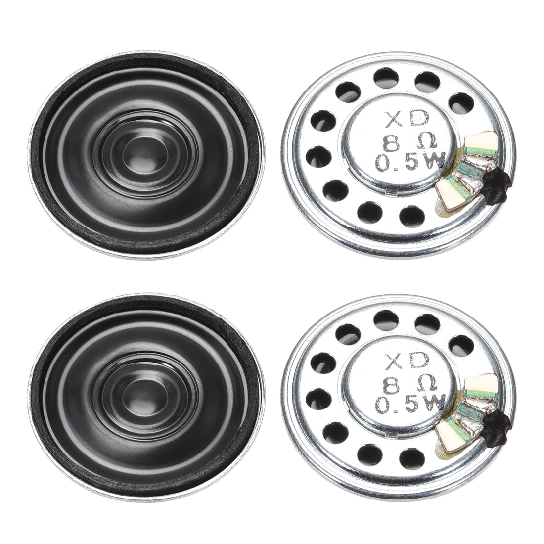 Harfington 0.5W 8 Ohm DIY Magnetic Speaker 27mm Round Shape Replacement Loudspeaker for Building Intercom 4pcs