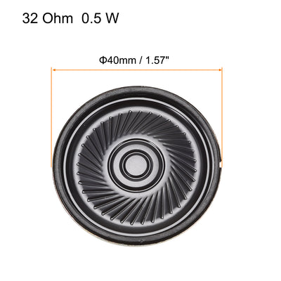 Harfington 0.5 W 32 Ohm DIY Magnetic Speaker 40mm Round-shape Replacement Loudspeaker for DVD/EVD 4pcs
