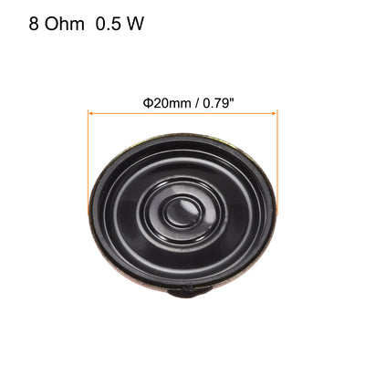Harfington 0.5W 8 Ohm DIY Magnetic Speaker 20mm Round Shape Replacement Loudspeaker for  8pcs