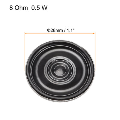Harfington 0.5W 8 Ohm DIY Magnetic Speaker 28mm Round Shape Replacement Loudspeaker for  8pcs