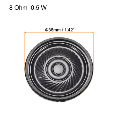 Harfington 0.5 W 8 Ohm DIY Magnetic Speaker 36mm Round-shape Replacement Loudspeaker 4pcs