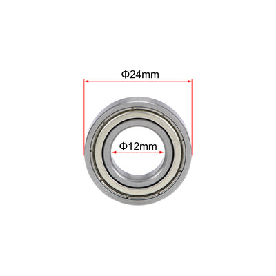 Harfington 6901ZZ Deep Groove Ball Bearings Z2 12x24x6mm Double Shielded Chrome Steel 4pcs