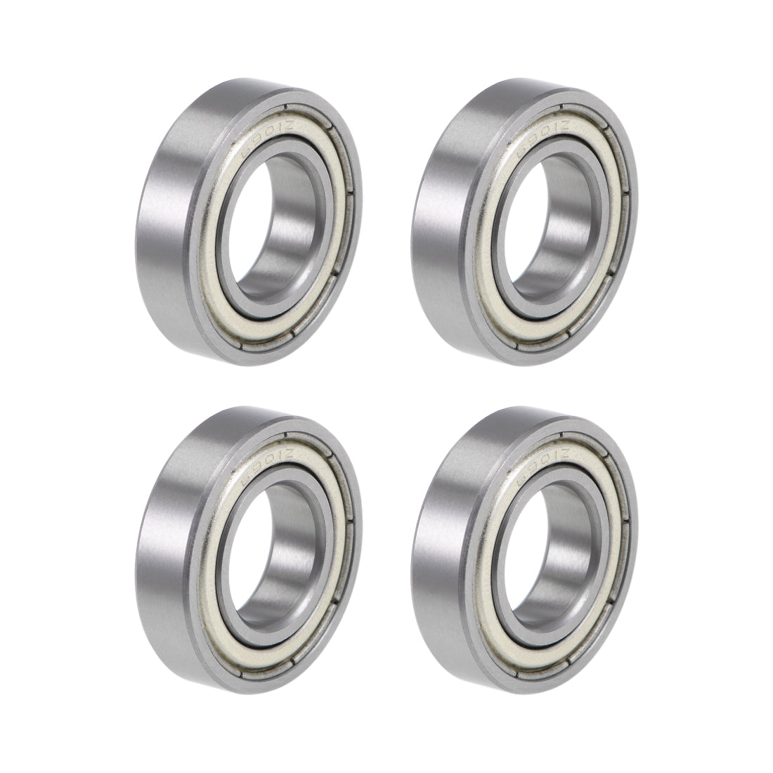 Harfington 6901ZZ Deep Groove Ball Bearings Z2 12x24x6mm Double Shielded Chrome Steel 4pcs