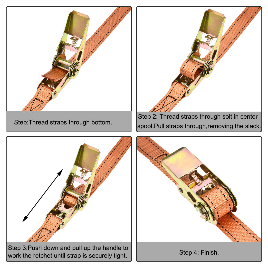 Harfington Ratchet Tie Down Lashing Strap Kg Load Cap for Moving Cargo, Pack of 2