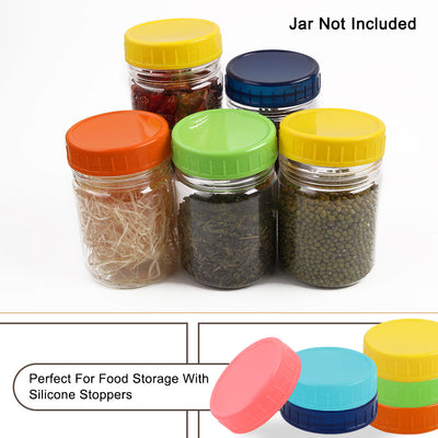 Harfington 18 Pcs Assorted Color Plastic Mason Jar Lids Regular Mouth Mason Canning Jars