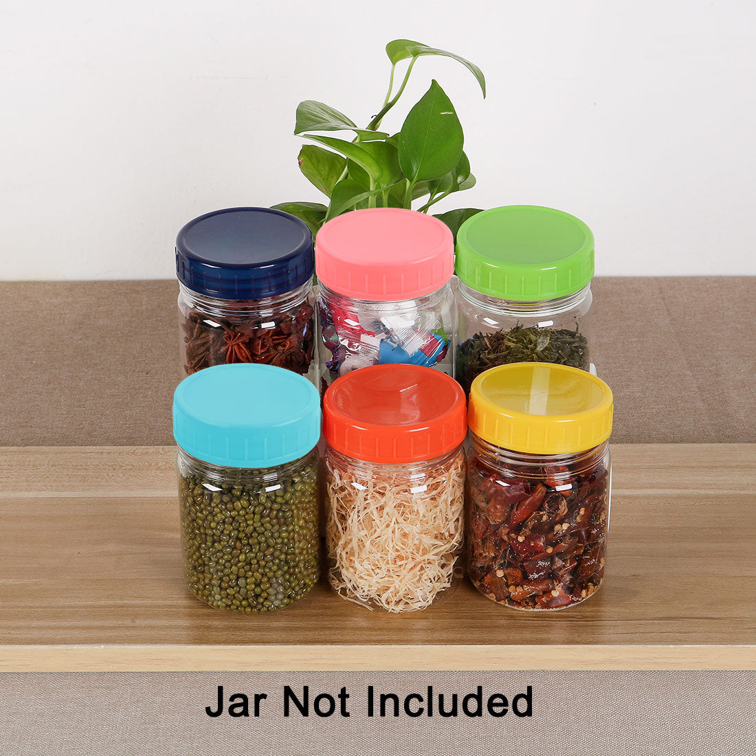 Harfington 18 Pcs Assorted Color Plastic Mason Jar Lids Regular Mouth Mason Canning Jars