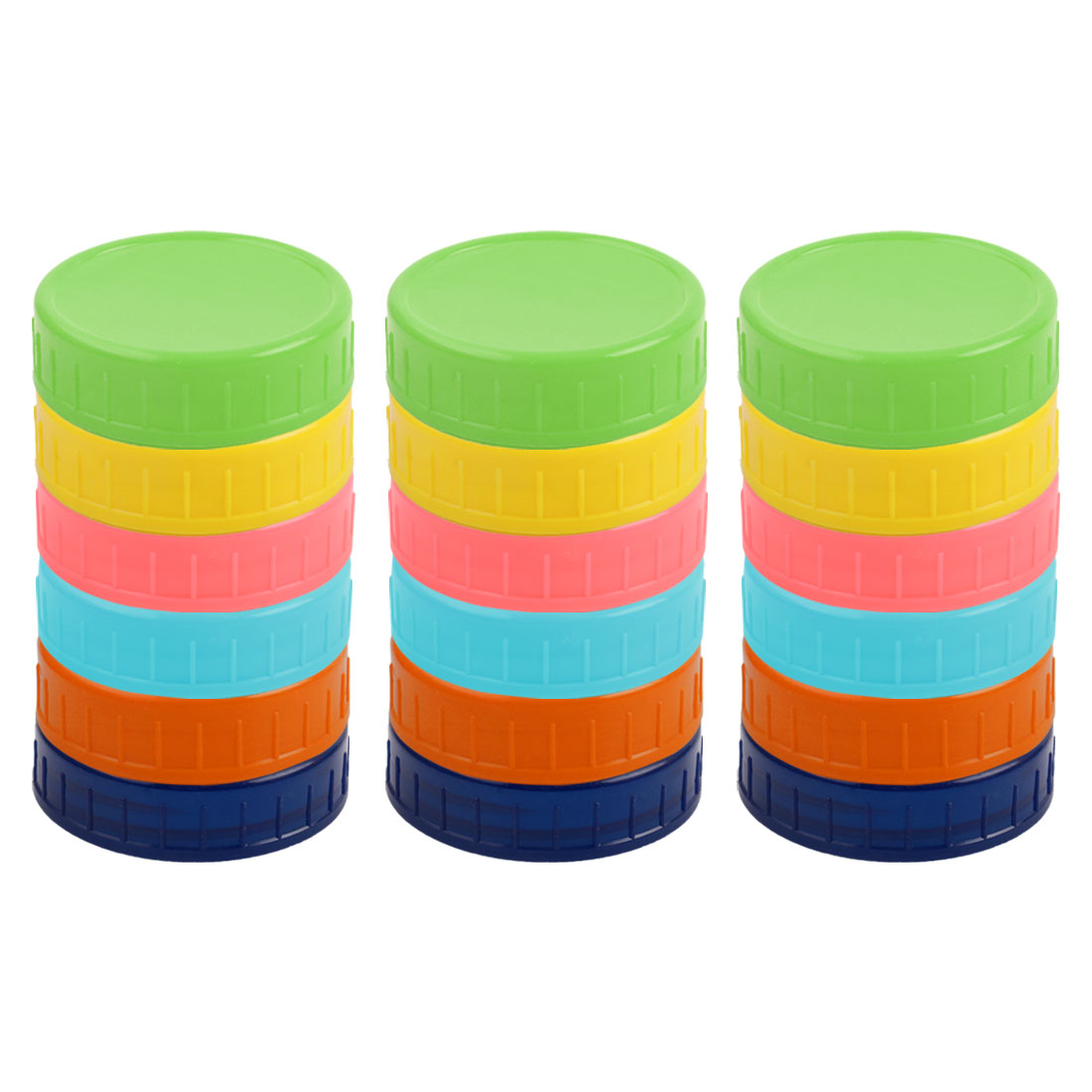 Harfington 18 Pcs Assorted Color Plastic Mason Jar Lids Regular Mouth Mason Canning Jars