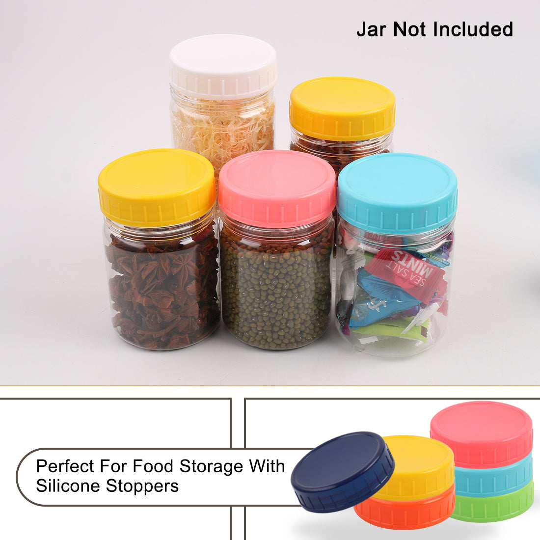 Harfington 18 Pcs Colored Plastic Mason Jar Lids for Wide Mouth Mason Canning Jars Cup