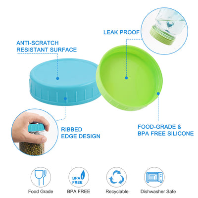 Harfington 18 Pcs Colored Plastic Mason Jar Lids for Wide Mouth Mason Canning Jars Cup