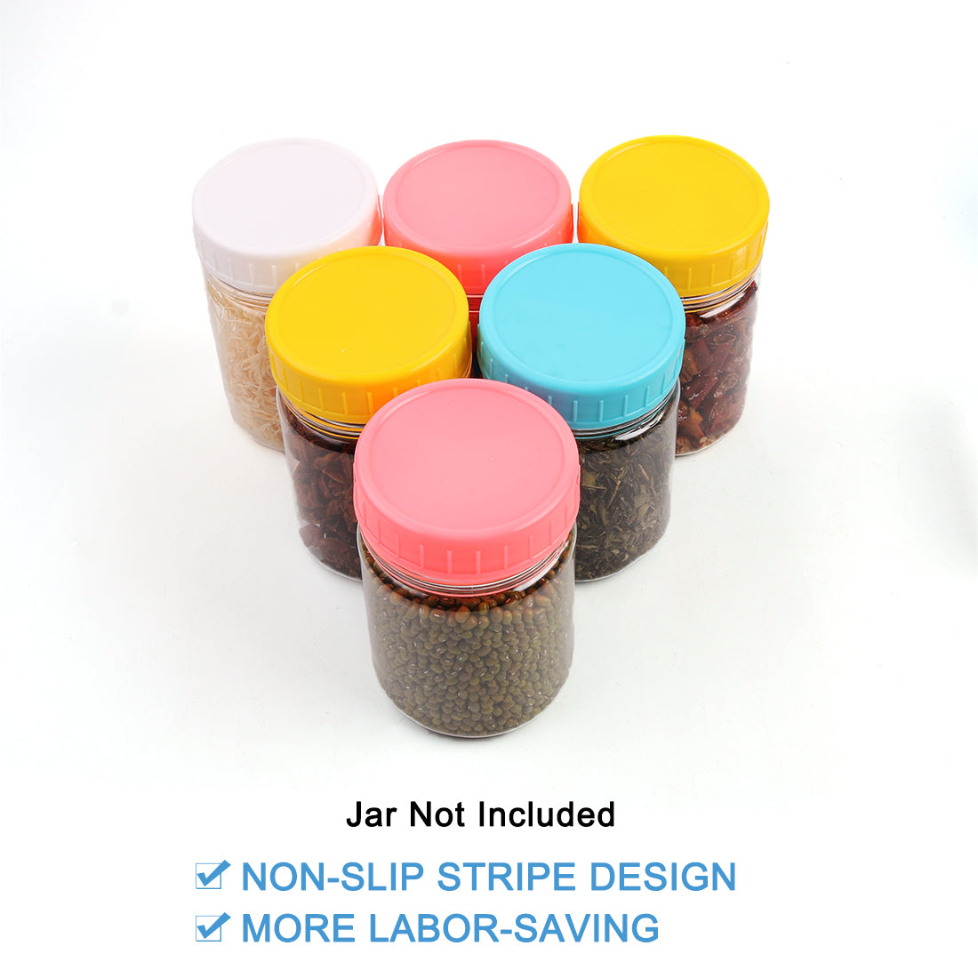 Harfington 18 Pcs Colored Plastic Mason Jar Lids for Wide Mouth Mason Canning Jars Cup