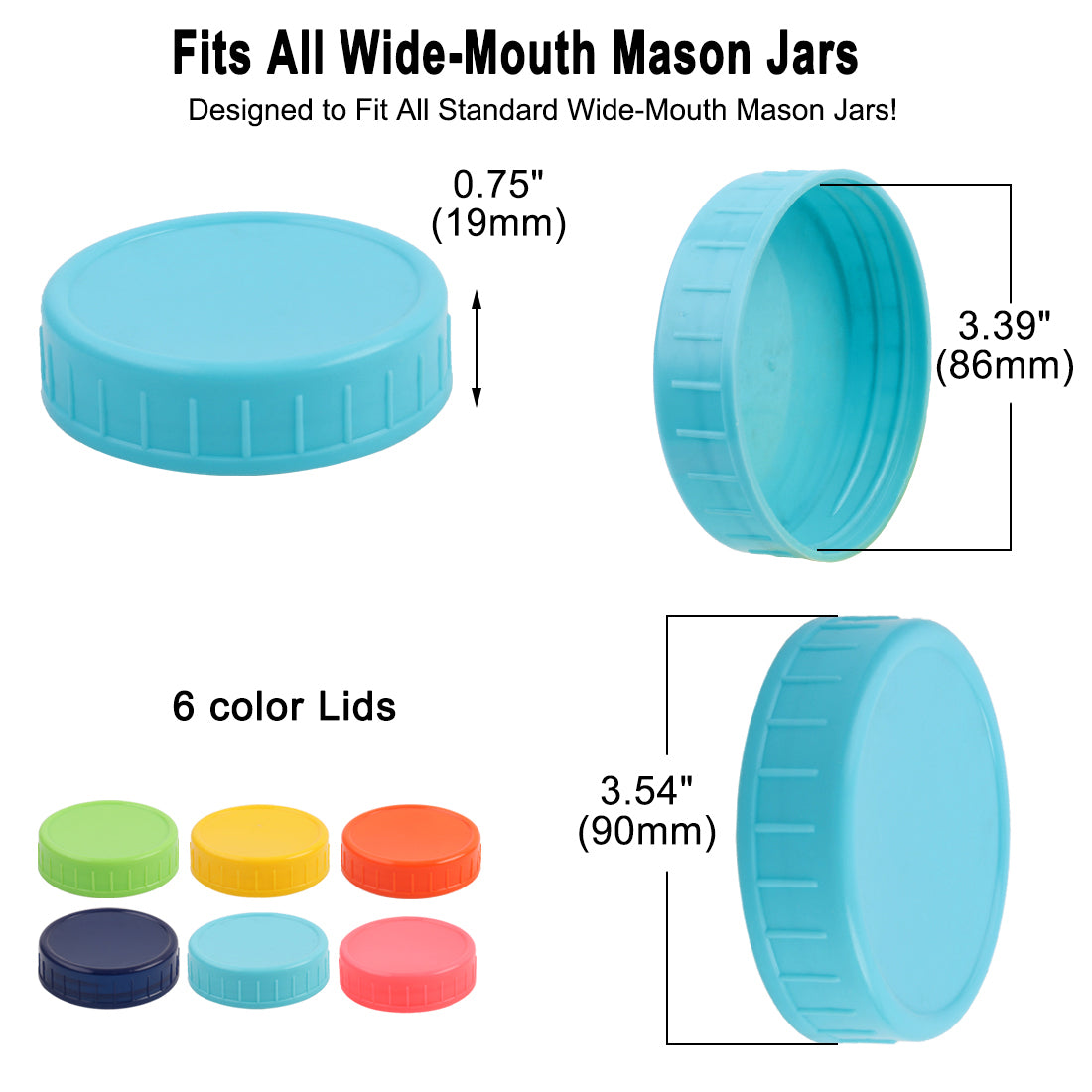 Harfington 18 Pcs Colored Plastic Mason Jar Lids for Wide Mouth Mason Canning Jars Cup