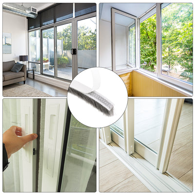 Harfington Brush Weather Stripping, Adhesive Felt Door Seal Strip Pile Weatherstrip Door Sweep Brush for Door Window
