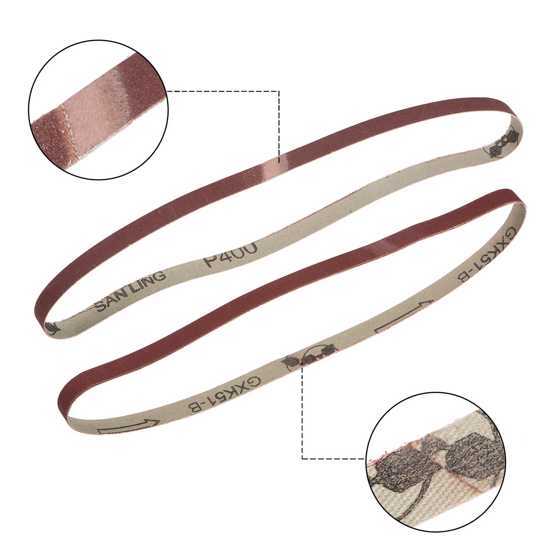 Harfington 3/8-inch x 21-inch(9mm x 533mm) Sanding Belt 400 Grit Aluminum Oxide 12pcs