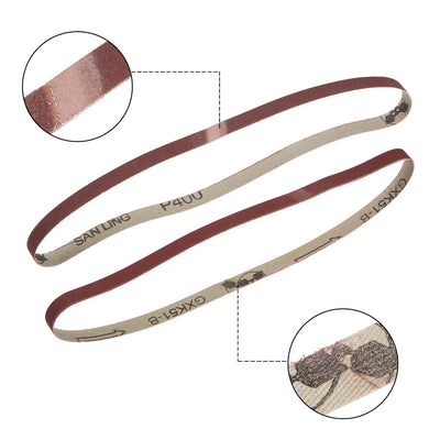 Harfington 3/8-inch x 21-inch(9mm x 533mm) Sanding Belt 400 Grit Aluminum Oxide 12pcs