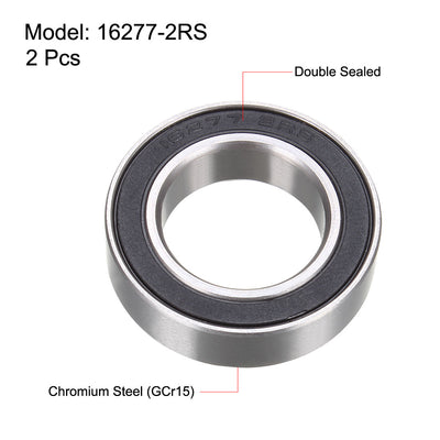 Harfington 16277-2RS Deep Groove Ball Bearings Z2 16x27x7mm Double Sealed Chrome Steel 2pcs