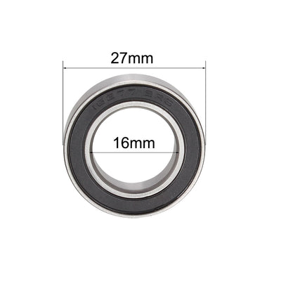 Harfington 16277-2RS Deep Groove Ball Bearings Z2 16x27x7mm Double Sealed Chrome Steel 2pcs