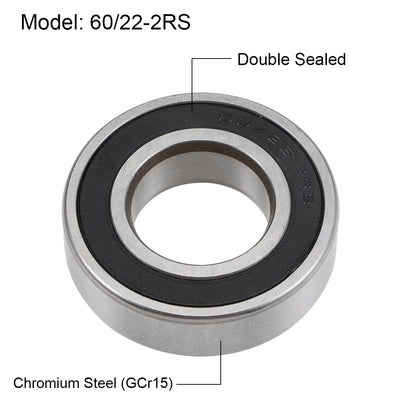 Harfington 60/22-2RS Deep Groove Ball Bearing Z2 22x44x12mm Double Sealed Chrome Steel