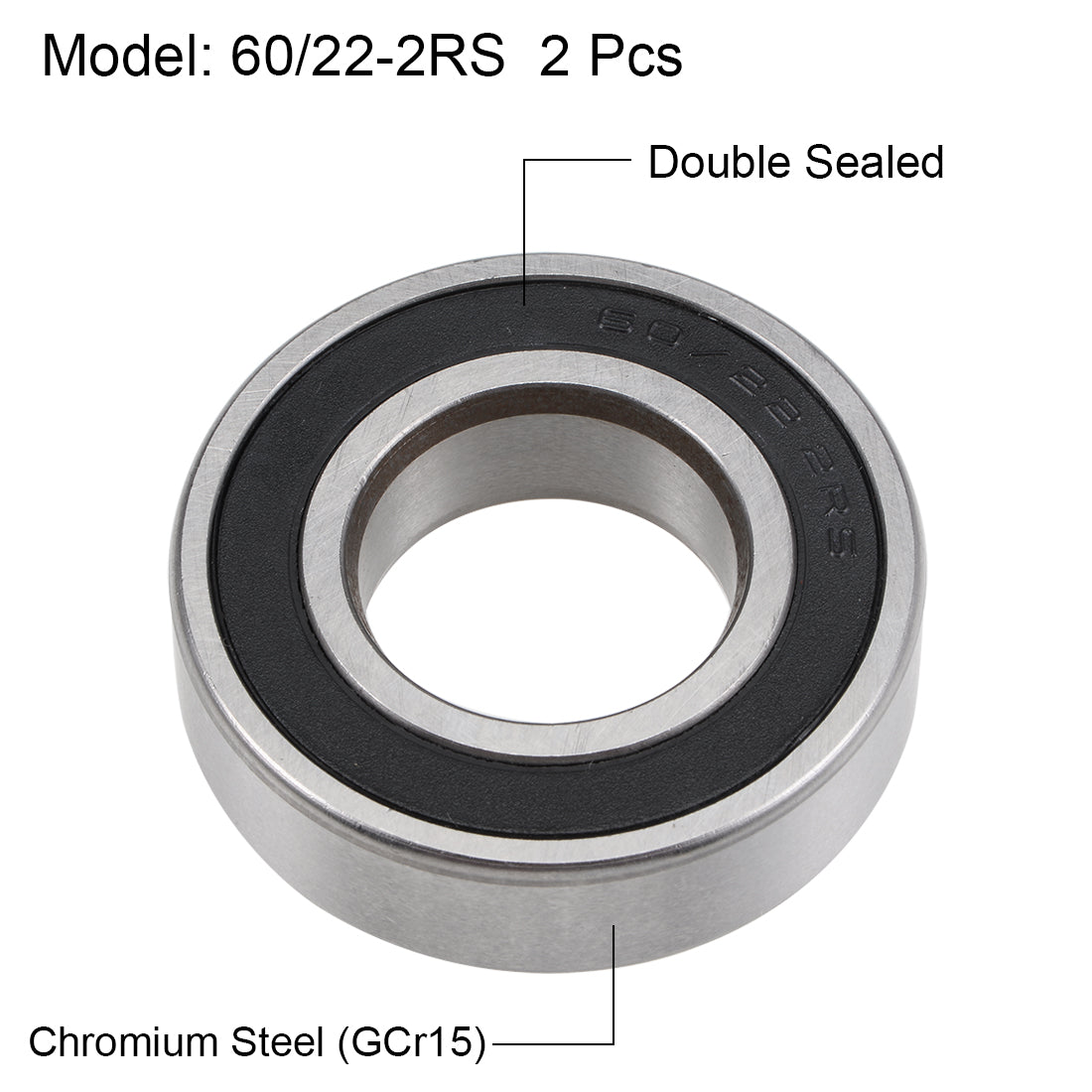 Harfington 60/22-2RS Deep Groove Ball Bearing Z2 22x44x12mm Double Sealed Chrome Steel 2pcs