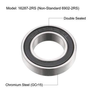 Harfington 16287-2RS Deep Groove Ball Bearings Z2 16x28x7mm, Non-Standard 6902-2RS, Double Sealed Chrome Steel 2pcs