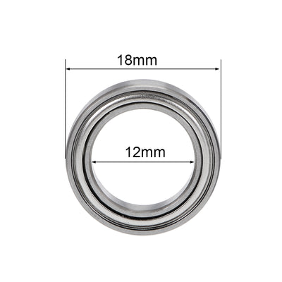Harfington 6701ZZ Deep Groove Ball Bearings Z2 12x18x4mm Double Shielded Chrome Steel 10pcs