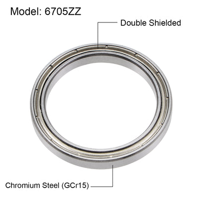 Harfington 6705ZZ Deep Groove Ball Bearings Z2 25x32x4mm Double Shielded Chrome Steel