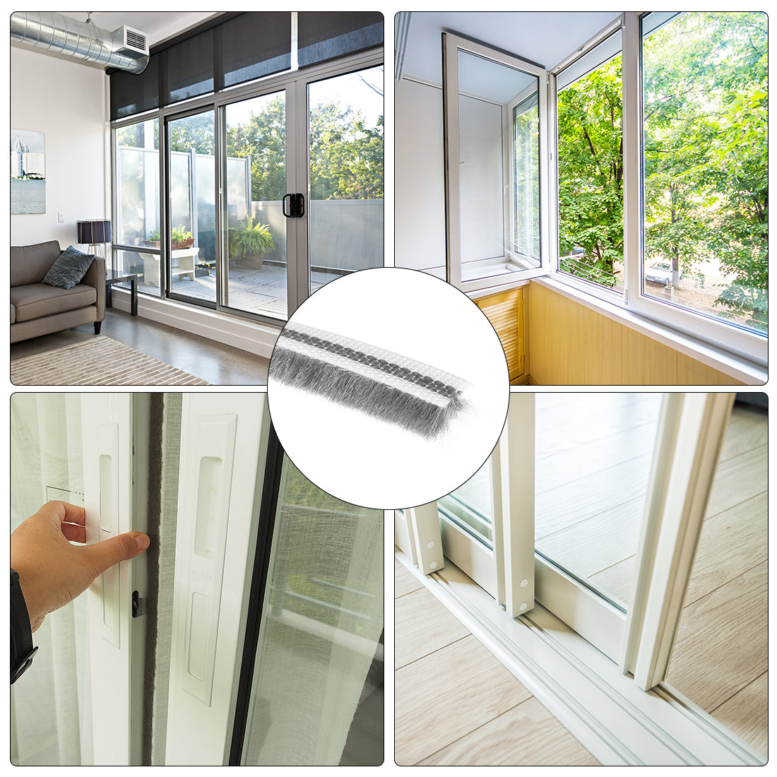 Harfington Bürste zum Abisolieren von Dichtungen, Dichtungsstreifen für Kartenschlitze, Flor, Dichtungsstreifen, Türkehrbürste für Tür, Fenster, mit Silikonfolie