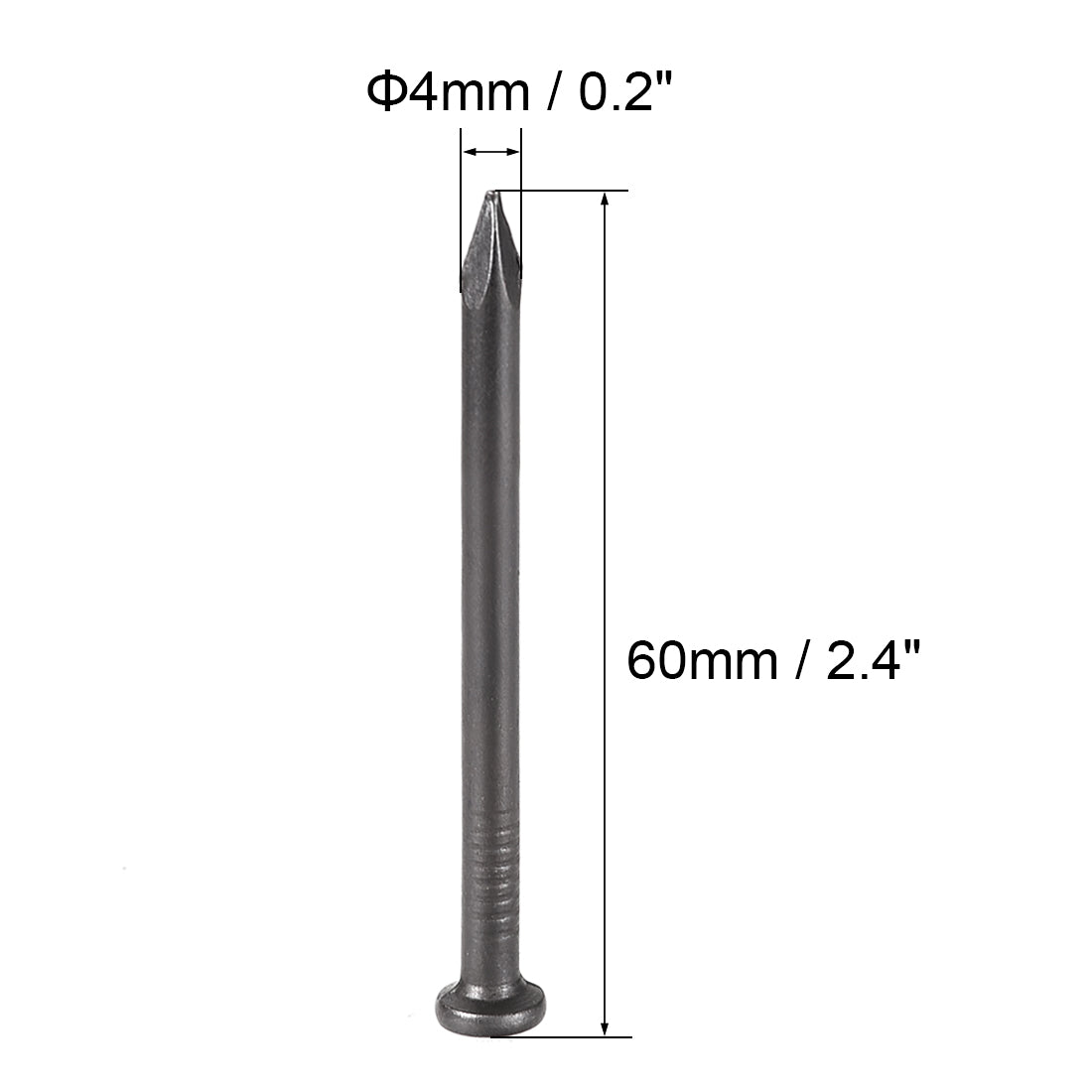 Harfington Hardware Nails Carbon Steel Point Tip Wall Cement Nail 60mm 2.4-inch Black 50pcs