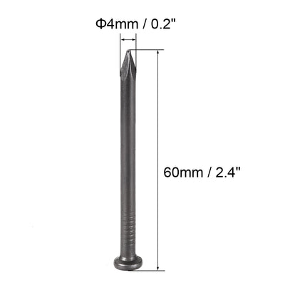 Harfington Hardware Nails Carbon Steel Point Tip Wall Cement Nail 60mm 2.4-inch Black 50pcs