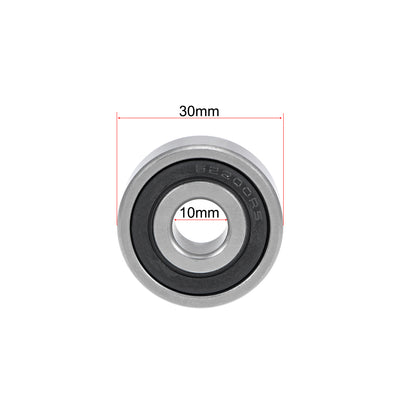 Harfington 62200-2RS Ball Bearings 10x30x14mm Double Sealed Chrome Steel Z2 ABEC1 4pcs