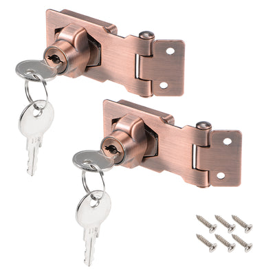 Harfington Keyed Hasp Locks with Screws for Door Keyed Alike 2 Pieces