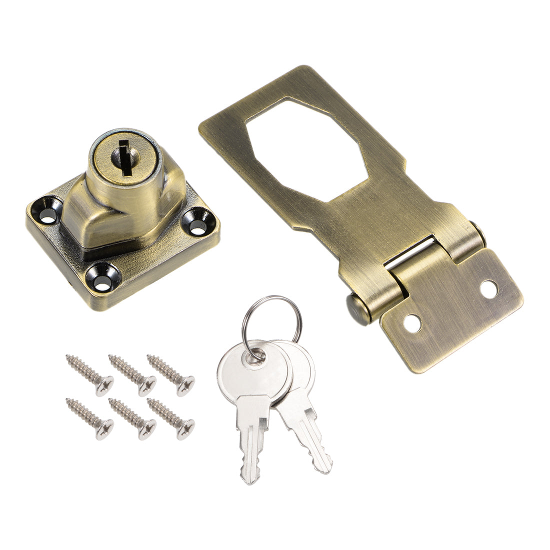 Harfington Keyed Hasp Locks with Screws for Door Keyed Alike 2 Pieces
