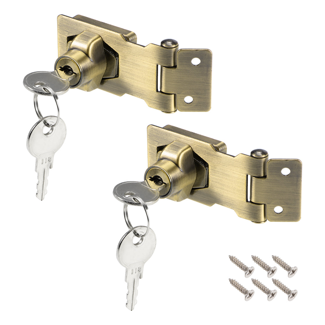 Harfington Keyed Hasp Locks with Screws for Door Keyed Alike 2 Pieces