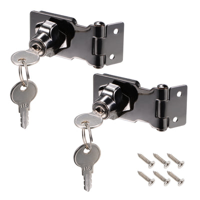 Harfington Keyed Hasp Locks with Screws for Door Keyed Alike 2 Pieces