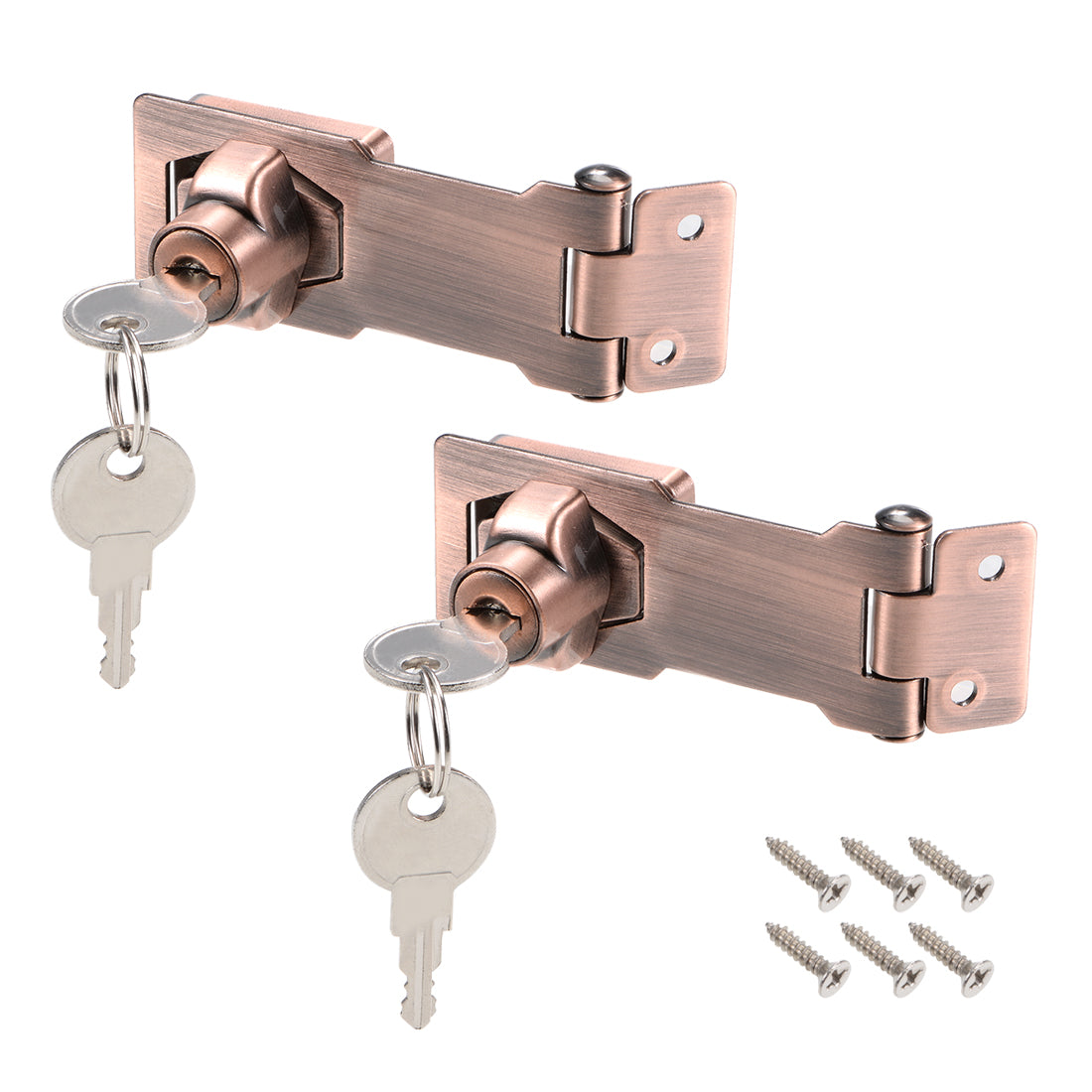 Harfington Keyed Hasp Locks with Screws for Door Keyed Alike 2 Pieces
